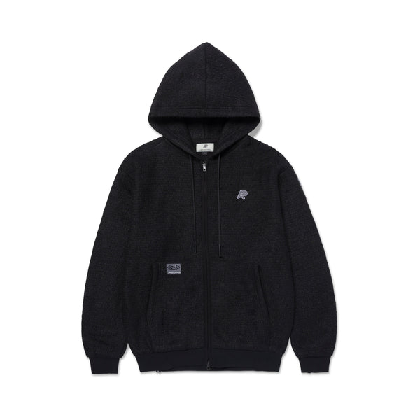 A&P BOUCLE 2 WAY ZIP-UP HOODY BLACK