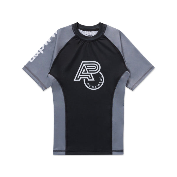 A&PWW KIDS RANK SS RASHGUARD GREY/BLACK
