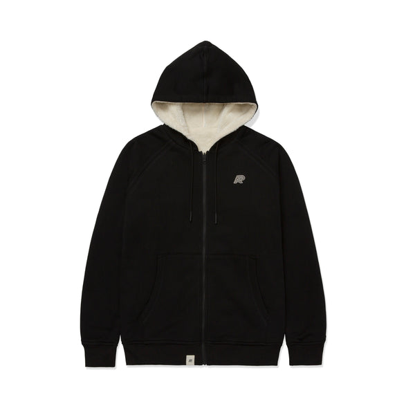 A&P REVERSIBLE SHERPA ZIP UP HOODY BLACK