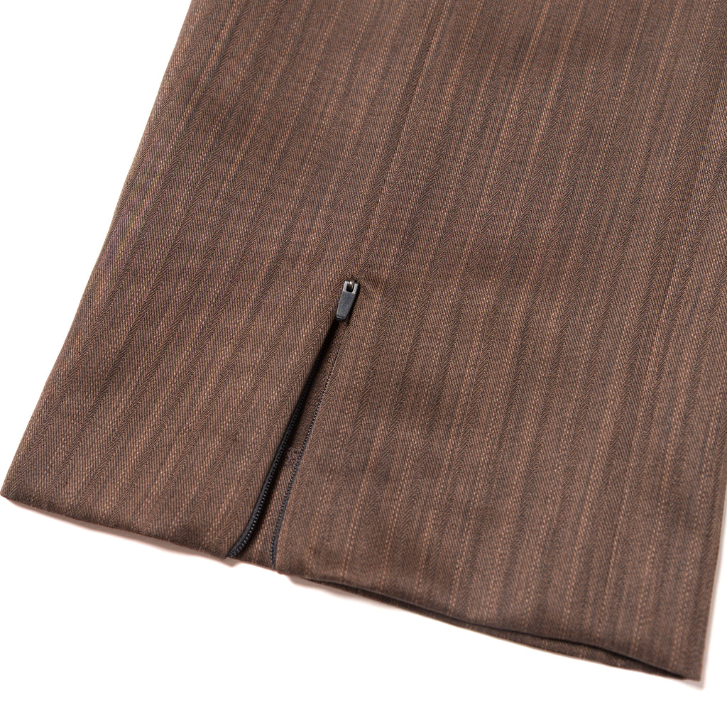 A&P x GOODFIGHT® GI ARTIFACT ZIP SPLIT FRONT TROUSER (BROWN/HERRINGBONE)