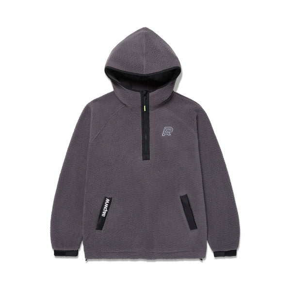 A&P BERBER FLEECE HALF-ZIP MOCK HOODIE CHARCOAL