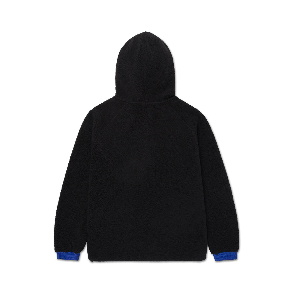A&P BERBER FLEECE HALF-ZIP MOCK HOODIE BLACK-BLUE